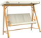 Outsunny 3 Seater Garden Swing Seat with UPF30+ Adjustable Canopy, Swing Chair with Cushion, Outdoor Hammock Bench for Balcony Patio, Beige