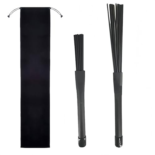 1 paire de brosses à tambour universelles rétractables en nylon, brosses à tambour télescopiques en nylon, design rétractable pour kit de jazz et de batterie
