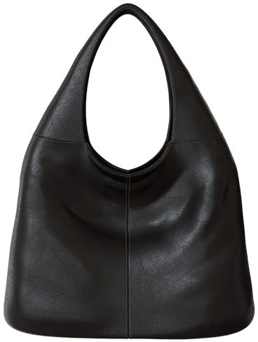 KMISSO Damen Hobo Bag Beuteltasche – große Schultertasche 33x58x14 cm aus veganem Leder, weiche Damen Shopper Tasche mit langem Schulterriemen & Innenfächern Moderne City Bag