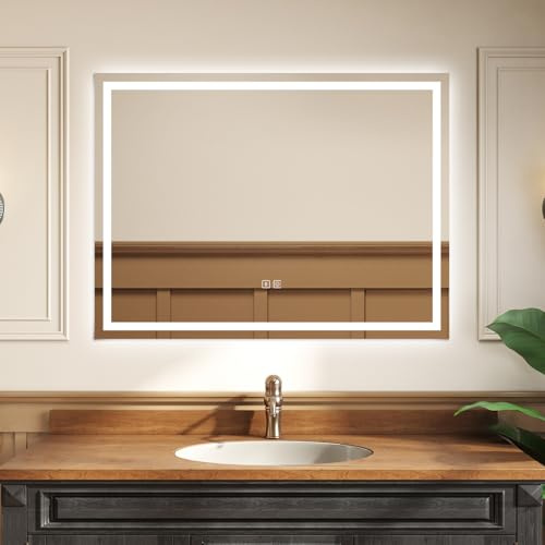 SLINE SANITARY 1100x700mm LED Bathroom Mirror with Shaver Socket,Bluetooth Speaker,Anti-Fog,3 Color Temperatures,Dimmable Light,Memory Function,Touch Switch