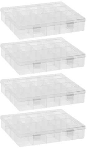 Ideen mit Herz Sortierboxen für Kleinteile | Aufbewahrungsboxen | je 20 Fächer à 4 x 4 cm | Größe: 20,8 cm x 16,9 cm x 4 cm | Setzkästen, Sortimentskästen | Sortierkästen zum Basteln | 4 Stk