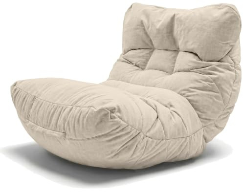 Aiire Puff Salón XXL de Diseño - Sillón Puf con Relleno Incluido para Adulto - Bean Bag Chair Premium para Dormitorio - Funda Desenfundable y Lavable Beige