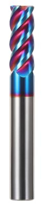 Hilpaty Hartmetall Schaftfräser 10.0 * 75mm, 4 Schneiden, NACO4 Beschichtet HRC65, VHM Fräser, CNC Fräser für Metall, Kohlenstoffstahl, Edelstahl, legierten Stahl
