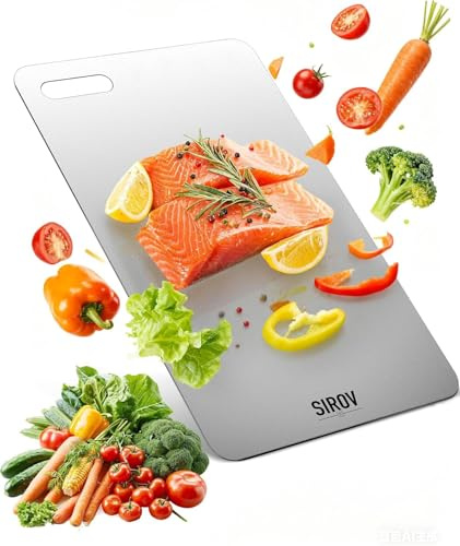 Titan Schneidebrett 100% reines Titan, lebensmittelecht, BPA-frei, doppelseitig, hitzebeständig und langlebig – geeignet für Fleisch, Brot, Gemüse & Obst ideal für Küche, Camping & Alltag (40 * 25cm)