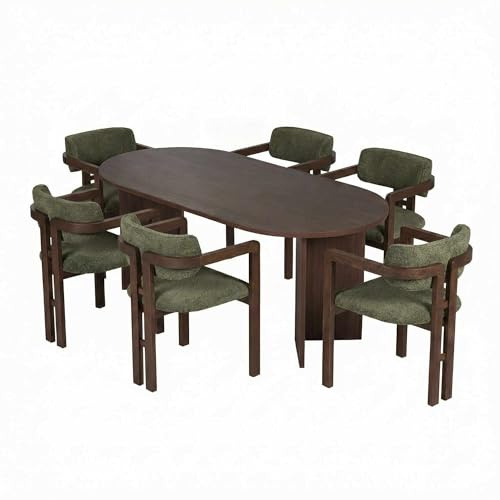 Elegantes 5-teiliges Esstisch- & Stühle-Set, Milano Walnut & Dunkles Walnuss | 100% melaminbeschichtet, leicht zu reinigendes Gewebe, perfekt für modernes Esszimmer