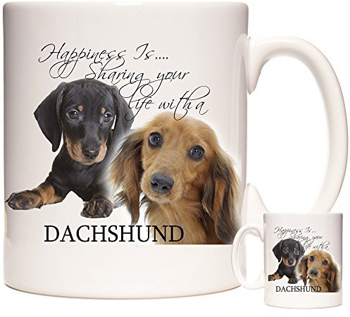 Sausage Dog Mug, Happiness is Sharing Your Life with A Dachshund, Ceramic Gift Mug, Dachshund Coffee Mug, Sausage Dog Gift