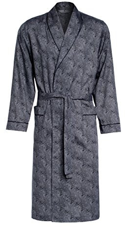 Herren Morgenmantel Revise Guido RE-504 - Elegant - 100% Baumwolle - Schwarz C2 - Gr. L