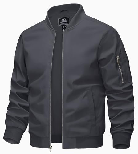 KEFITEVD Hommes Décontracté Sport Baseball Jacket Summer Bomber Vestes Cargo Coupe-Vent Militaire Mâle,Gris Foncé,M