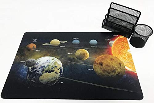 Schreibtischunterlagen Set Planeten 40 x 60 cm mit Stifteköcher und Briefhalter