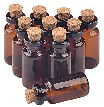 50pcs 2ml Mini Botellas de Vidrio Vacías Marrones Mensaje Botellas de Deseos Frascos Banquete de Bodas Contenedores de Tarros, con Tapón de Corcho