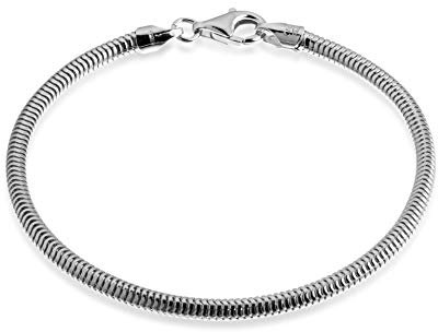 QUADRI - 925er Silberarmband - elegante Schlangenkette für Herren/Damen, Maschenweite 3 mm - Länge 20 cm - Zertifikat Made in Italy