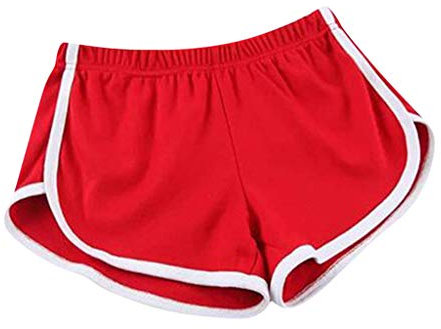 Lulupi Sport Shorts Damen Kurze Jogginghose Sporthose Kurz Schlafanzughose Sommerhose Leicht Streifen Freizeithose Yoga Gym Fitnesshose Mädchen Hotpants Pyjama (Rot,34)