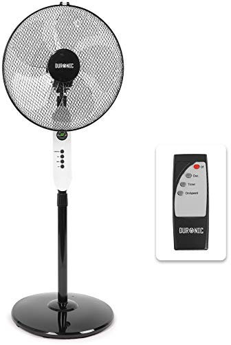 Duronic Pedestal Fan FN65 Stand Fan Floor Standing Fans 16 Inch Cooling 5 Blade Oscillating Air Cooler Summer Fans Height Adjustable With remote