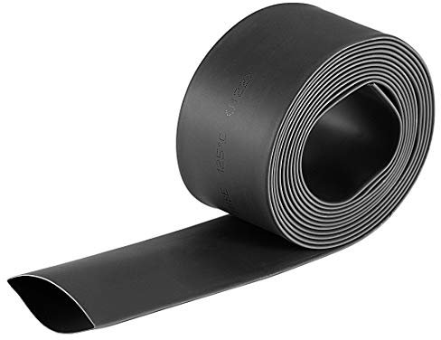 sourcing map Termoretráctil Tubo, 22mm Diámetro 37mm Plano Ancho 2:1 Relación Encogible Tubo Cable Manga 2m - Negro