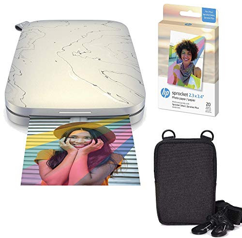 HP , Farbig , Sprocket Select Tragbarer Sofortbilddrucker mit 2,3 x 3,4 Zoll (Weiß) Zink-Papierbündel