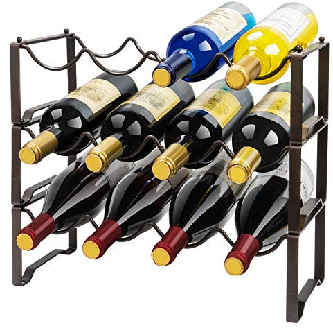 3 Tier Stackable Wine Rack Freestanding 12 Bottles Organizer Holder Stand Countertop Liquor Storage Shelf