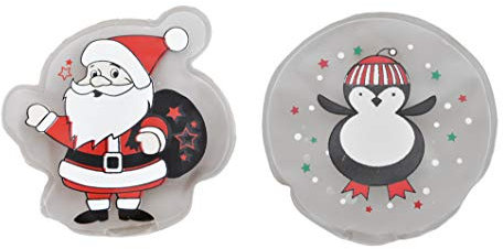 jameitop® 2er Set Taschenwärmer Handwärmer Nikolaus + Pinguin - warme Finger, wiederverwendbar