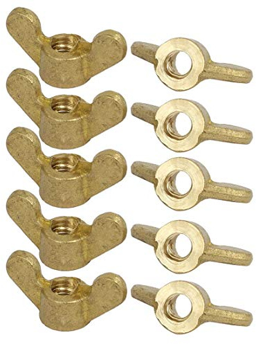 YeVhear M6 Dadi ad alette passo 1 mm Elementi di fissaggio in ottone Parti Viti Piatti Dado a farfalla 10 pezzi