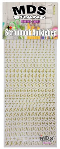 MDS Brand 1cm Zahlen Aufkleber zum beschriften von Kerzen für Hochzeitskerze, Scrapbook, Kommunionkerzen oder dankeskarten, EIN Preisgünstige Alternative zu wachsbuchstaben 20-3 (0-9 Gold)