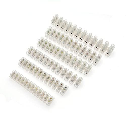 JZK Strisce di Blocco Connettori Elettrici, 3A 6A 10A 15A 20A 30A, Morsettiera a Vite Trasparente a 12 Vie a Doppia Fila, Connettore a Filo a 12 Posizioni, Morsettiere Elettriche