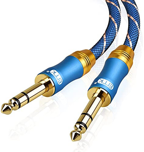 EMK Cavo per chitarra Cavi per strumenti audio da 6,35 mm 1/4 Cavo Jack 6,35 mm Bilanciere TRS Jack 6,3 Cavi per chitarra per basso elettrico, Amplificatore, DJ Mixer, tastiera (1,5 m)