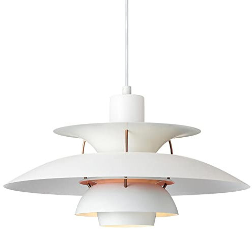 Pendelleuchte Modern Designer Esstisch Pendellampe Weiß Rosa Unterseite Deckenlampe Alu Schatten E27 Innen Hängelampe Nordic-Stil Wohnzimmer Esszimmer Bar Café Höhenverstellbar φ40CM