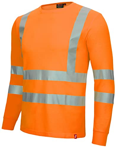 Nitras Motion Tex Viz 7009 T-Shirt - Langarm-Shirt für die Arbeit - 55% Baumwolle - Neonorange - L