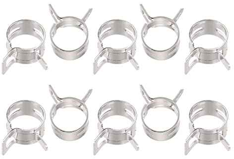 sourcing map 10pcs 15mm Spring Band Type Action Fuel/Silicone Vacuum Hose Pipe Clamp Low Pressure Air Clip Clamp, Nickel Plated