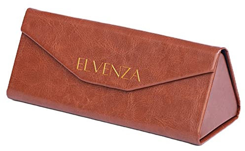 ELVENZA Custodia pieghevole per occhiali da sole con panno di pulizia, supporto per occhiali, Marrone, Taglia unica