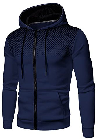 Hoodie Herren,Pullover Herren Tupfen Zip up Langarm Hoodie mit Kapuze Reißverschluss Kapuzenpullover Sweatjacke Casual Sport Winter Sweatshirt Lose Kapuzenjacke Kapuzenpulli Pulli
