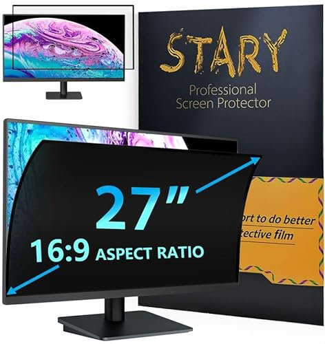 STARY Computer Privacy Screen Filter 27 Inch for 16:9 Widescreen Monitor, Anti Glare Blue Light UV-Blocking Privacy Screen for Computer Monitor Shield on Data Confidentiality/Easy Install in Seconds