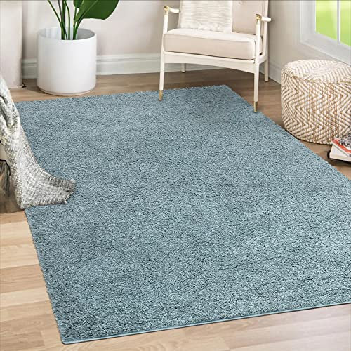 payé Teppich Wohnzimmer Hochflor Shaggy - 133x190cm - Türkis Einfarbig Uni Flauschig Modern Boho Deko Teppiche Weich Schlafzimmer