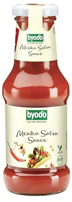 Mexiko Salsa Sauce Byodo - Würzig-Scharfe Sauce nach Mexikanischer Art, Ideal für Tacos & Nachos, Authentischer Geschmack, Vegan & Bio, 250ml Flasche