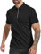 MLANM Men's Short Sleeve Polo Shirts 1/4 Zip Quick Dry Golf Polo Shirt Summer Outdoor Lightweight Short Sleeved Shirts, Black XL