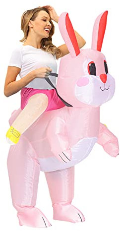 Arokibui Aufblasbares Osterhasen-Kostüm für Erwachsene, aufblasbares Kaninchen-Maskottchen-Kostüm, Kostüm, Cosplay, Party, Halloween, Anzug