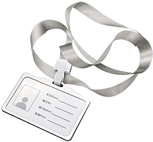 Glakyur Porta Carte D'Identità nel Lega di Alluminio Stile Orizzontale Cordino da Collo per Porta Biglietti da da Uomo e