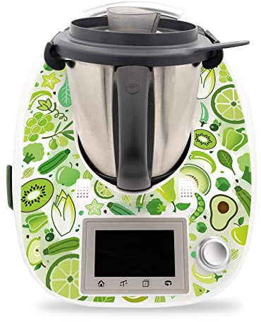 Deko Schutz Aufkleber kompatibel mit Küchenmaschine Thermomix TM5 Design Sticker Klebefolie Zubehör Küchengerät wasserfest selbstklebend RX041 (02 Obst und Gemüse)
