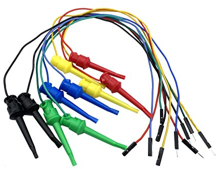 5 Pairs Test Hook Clips to Breadboard Male Female Jumper Wires,Flexible Silicone Test Leads for Electrical Testing