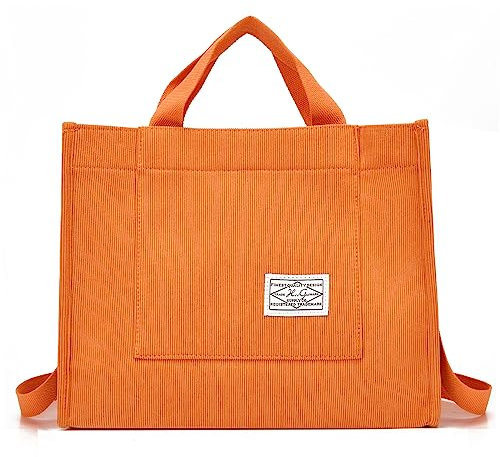 Hiigoo Modische Umhängetasche für Damen, kleine Tasche, Handtasche, stilvolle Tragetasche für Damen, Cord, Hobo-Tasche, Handtasche, Orange Plus