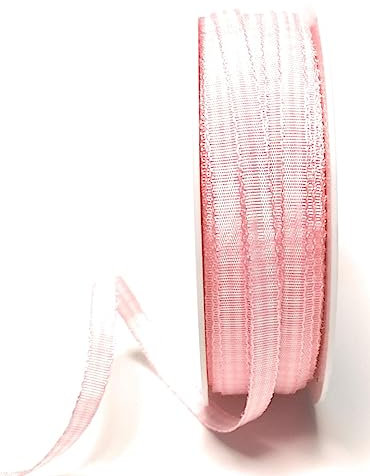 s.dekoda Schleifenband 50m x 6mm Rosa - Weiß Karoband Vichykaro gewebtes Dekoband kariert