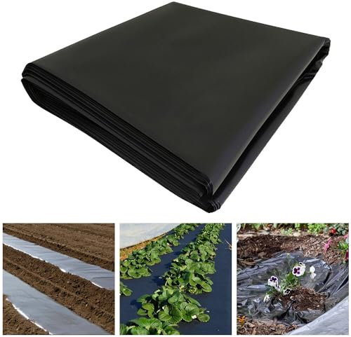 THE DEGGIE 2M x 1M Black Heavy Duty Plastic Sheeting, 2 Metres Wide 500G / 125mu Thick Strong Polythene Sheets for Garden, DIY, Yard, Construction, Builders Work