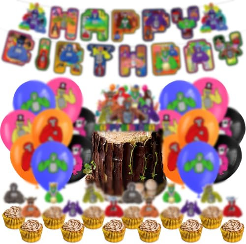 ELfcAt Anime Geburtstag Deko, 31-teiliges Party Set mit Banner, Ballons, Tortendeko und mehr für Jungen und Mädchen