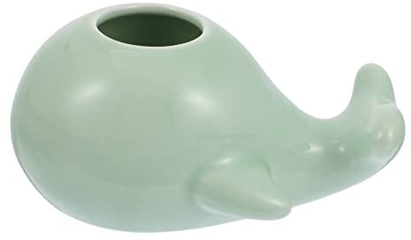 Zerodeko 1stück Mini Keramik Vase Walfisch-Form Deko Blumentopf Für Tisch Und Büro Stilvolles Wohnaccessoire Für Künstliche Und Trockene Blumen Wal-Design