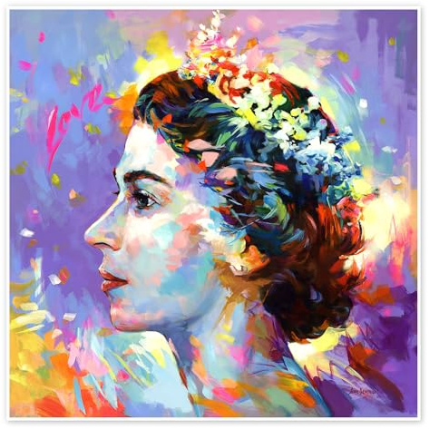 Queen Elizabeth II Poster von Leon Devenice 30 x 30 cm Bunt Wandbilder Wanddeko