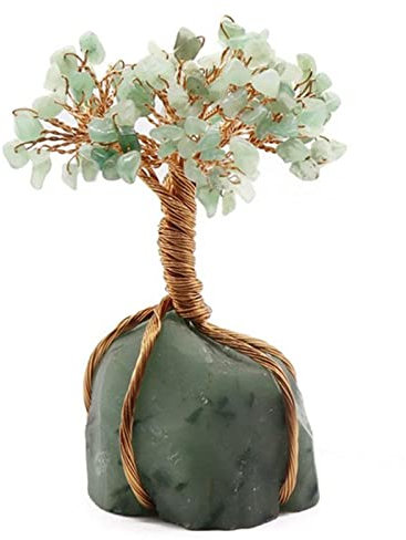 Generic Albero dei soldi naturale portafortuna Cristalli curativi Reiki Feng Shui Figurina Quarzo Fluorite Decorazione Pietre grezze Ornamenti minerali Albero della vita Home Decro, Avventurina