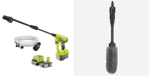 RYOBI - Pistolet Haute Pression sans Fil à Batterie 18V One+ 22 Bars - 182 L - buse 3-en-1 & Brosse spéciale Jantes pour Pistolets Haute Pression RAC749