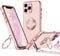 XYZ für iPhone 11 Pro Hülle mit Band, Herz Doppelring Ständer HandyHülle Handykette Frauen Mädchen Dünn Stoßfeste Anti-Kratzt SchutzHülle für iPhone 11 Pro Case, Rosa