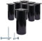 SKIR'CO Lot de 8 pieds de meubles ronds en aluminium réglables en hauteur Noir Hauteur 10 cm Diamètre 40 mm Vis incluses