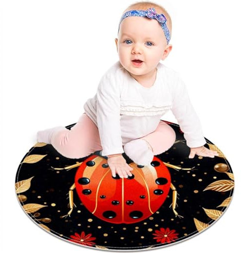 VAPOKF Ladybug and Gold Leave kleine Flächen-Teppiche, Badezimmerteppich, rutschfester Überwurfteppich, Fußmatte, für Sofa, Schlafzimmer, Kinderzimmer, Dekoration, 60 x 60 cm