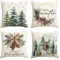 Artoid Mode Kiefernzapfen Rentier Bäume Weihnachten Kissenbezüge 4er Set, 50x50 cm Herzliche Weihnachtsgrüße Zierkissenbezug Cushion Cover Couch Deko